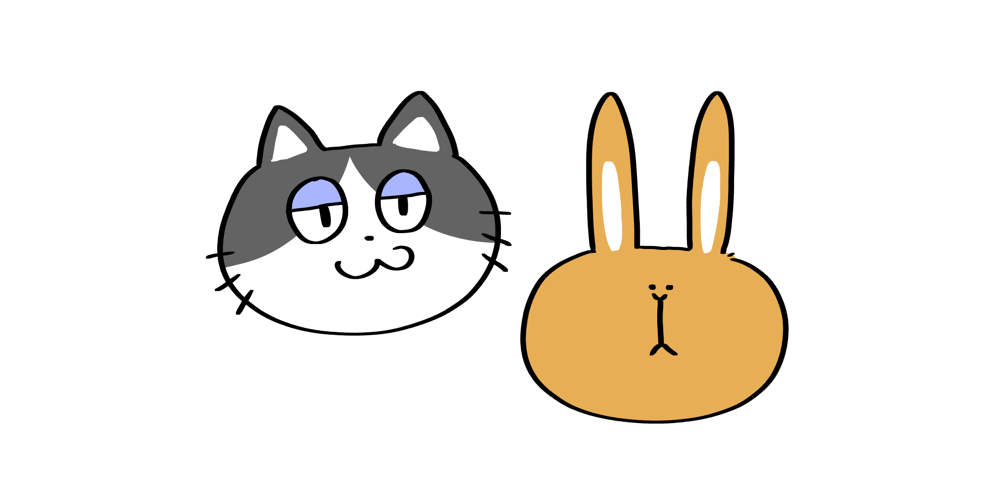 ネコさんとウサギさん | トリまみれイラスト