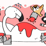 ホントは白いフラミンゴ | トリまみれイラスト