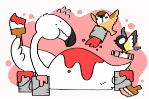 ホントは白いフラミンゴ | トリまみれイラスト