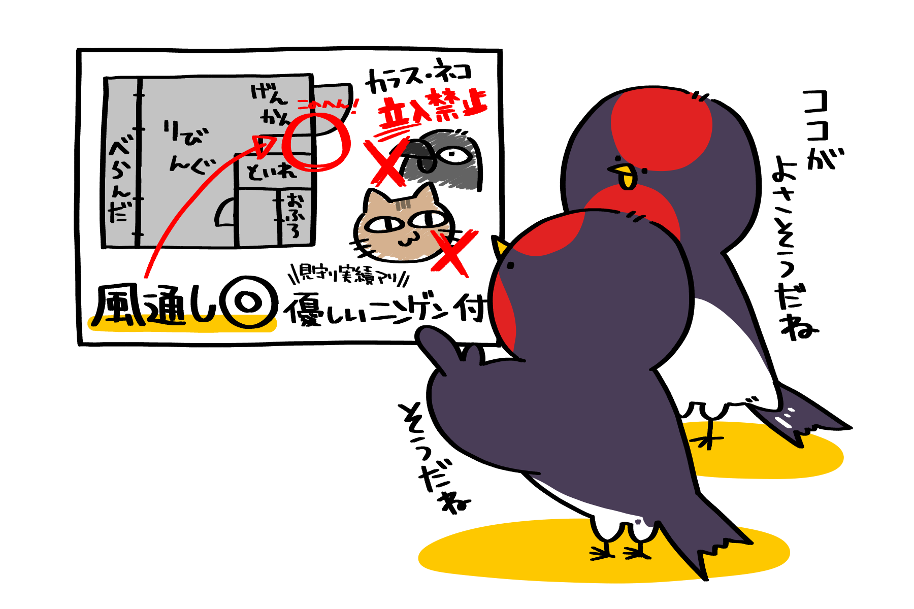 巣作りの場所は慎重に決めようね | トリまみれイラスト