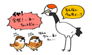 スズメさんとタンチョウさん | トリまみれイラスト